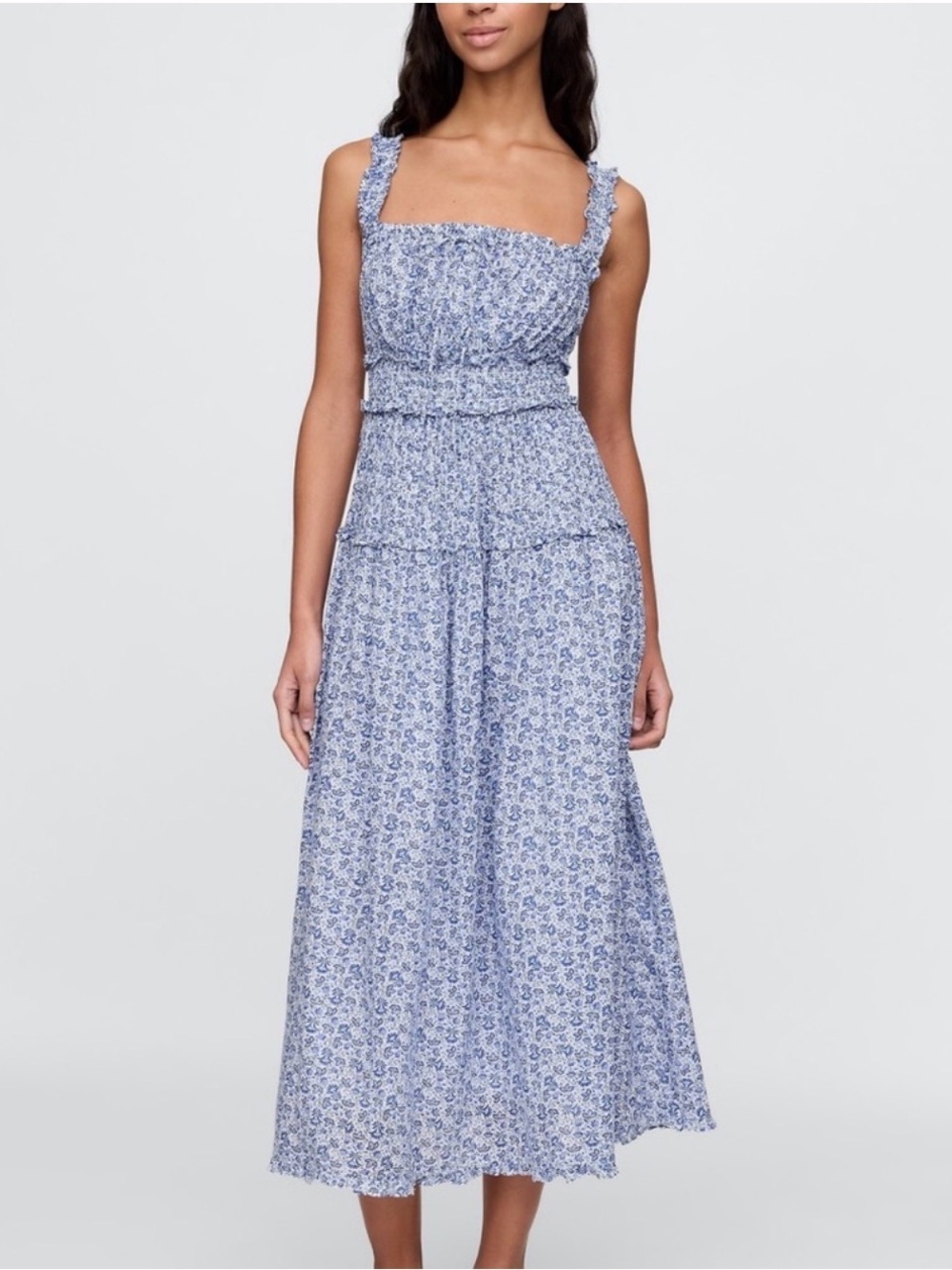 GAP x DOÊN Blue and White Floral Maxi Dress - Picture 3 of 3